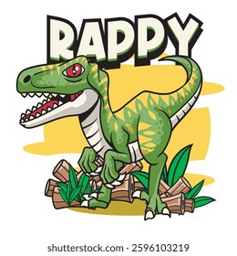 Vector Illustration of Tiny Raptor with Cute Illustration Available for Tshirt Design