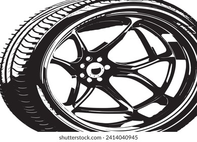 Vector illustration of a tire outlined in black with a textured appearance, isolated on a white background