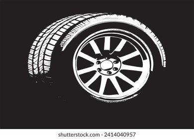 Vector illustration of a tire outlined in black with a textured appearance, isolated on a white background