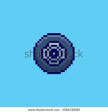 Vector Illustration of Tire with Pixel Art Design, perfect for game assets themed designs