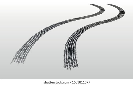 Vector illustration. Tire tracks in persective, grunge.