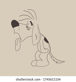 vector illustration. Tired, drooping dog