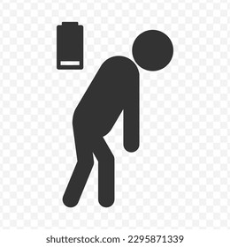 Vector illustration of tired people icon in dark color and transparent background(png).