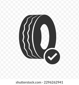 Vector illustration of tires checked icon in dark color and transparent background(png).