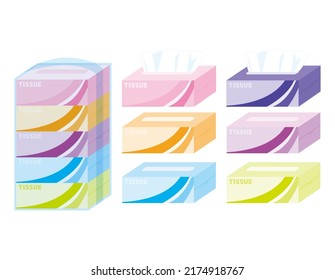  Vector illustration of tissue paper. Box of tissue.