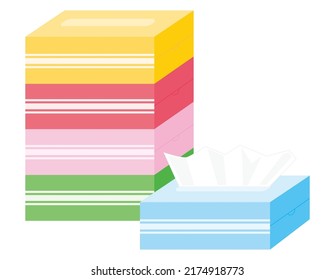  Vector illustration of tissue paper. Box of tissue.