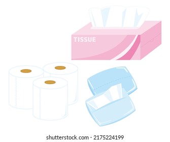  Vector illustration of tissue paper. Box of tissue.Toilet paper