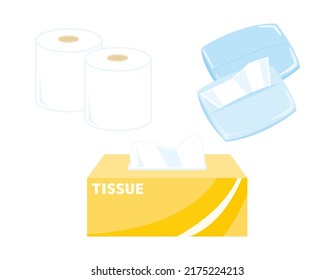  Vector Illustration Of Tissue Paper. Box Of Tissue.Toilet Paper