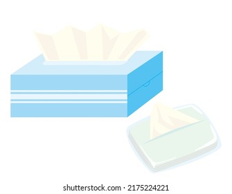  Vector illustration of tissue paper. Box of tissue. Pocket tissue