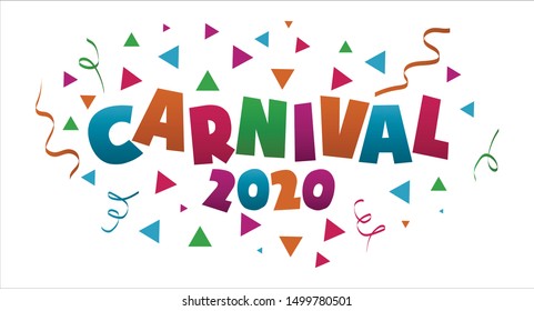 Vector illustration title carnival 2020 bright and colorful event in Brazil