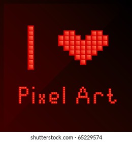 Vector illustration of title "I love pixel art"