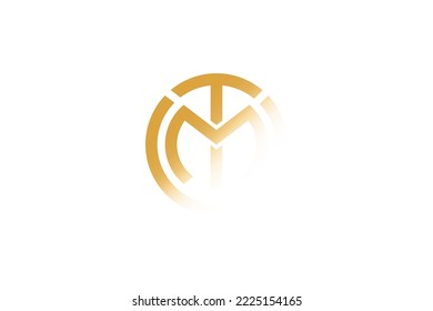 vector illustration of TM logo with circle frame and golden gradient color suitable for personal branding and company logos with initials TM
