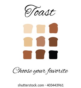 vector illustration / toast bread frying levels