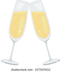 Vector Illustration. Toast with champagne