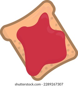 Vector illustration of toast with strawberry or raspberry jam. Breakfast.