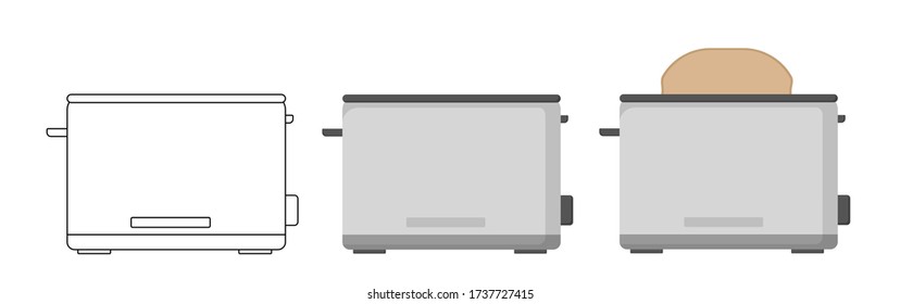 Vector illustration. Toaster icon: contour drawing and color