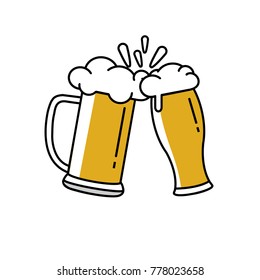 Vector Illustration Toasting Beer Mug Beer Stock Vector (Royalty Free ...