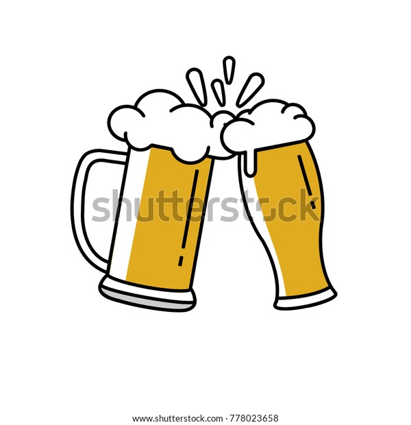 Vector Illustration Toasting Beer Mug Beer Stock Vector Royalty Free