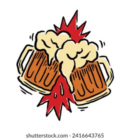 vector illustration of a toasting glass drink at a party with a unique and elegant vintage design style
