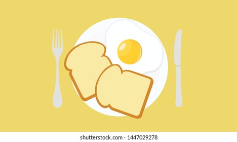 Vector Illustration of Toasts and Fried Egg