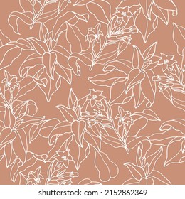 Vector illustration tobacco branch - vintage engraved style. Seamless pattern in retro botanical stylev