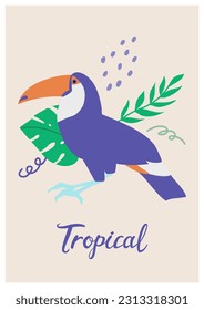 Ilustración vectorial de hojas toco toco tocan y tropical.