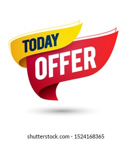 Vector illustration today offer, sale template on waving flag, web banner designs