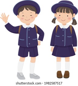 Vector illustration of a toddler in uniform