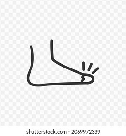 Vector illustration of toe pain icon in dark color and transparent background(png).