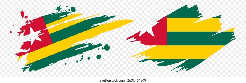 Vector illustration of Togo flag in brush stroke effect on transparent background