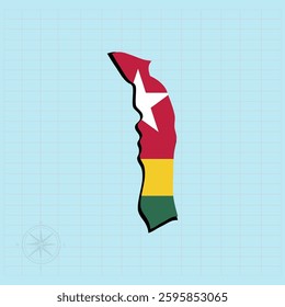 Vector illustration of Togo flag map.