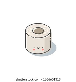 Vector illustration of toilet paper cute cartoon character 