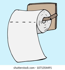 Vector illustration of toilet paper. Hand drawn toilet paper.