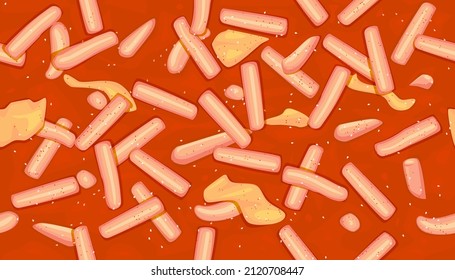 Vector illustration of tokboki background. The Korean traditional food