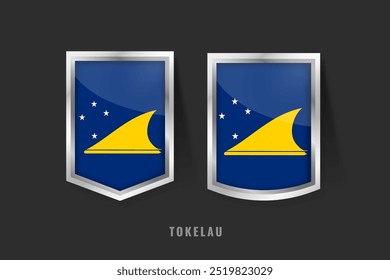 Ilustração vetorial do logotipo do rótulo TOKELAU. Sinal de emblema TOKELAU TOKELAU com bandeira, modelo de banners de etiqueta de produto Tokelauan.