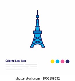 Vector illustration of tokyo tower icon colored line. Beautiful world landmarks element also can be used as landmark icon element.