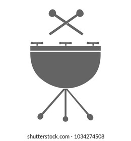 Vector illustration of tom isolated on a white background. Black and white. Drums, musical instrument in flat style.