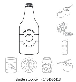 Vector illustration of tomat and diet icon. Set of tomat and agriculture vector icon for stock.