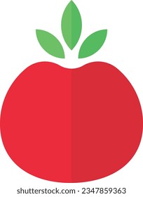 Ilustración vectorial de un tomate o manzana. Frutos rojos del jardín.