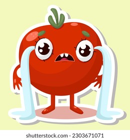 Vector illustration of tomato character sticker