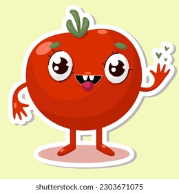 Vector illustration of tomato character sticker