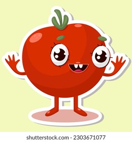 Vector illustration of tomato character sticker