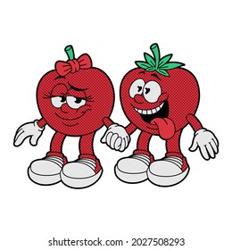 ilustración vectorial de personajes de tomate en estilo de caricatura