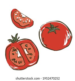 Vector illustration of tomato. Fresh vegetables.