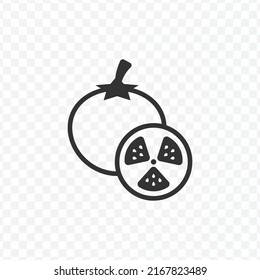 Vector illustration of Tomato icon in dark color and transparent background(PNG).