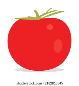 Vector illustration of a tomato isolated on a white background. Vegan food vector vegetable icon in trendy cartoon style. Healthy food concept.