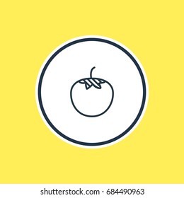 Vector Illustration Of Tomato Outline. Beautiful Vegetables Element Also Can Be Used As Turnip Element.