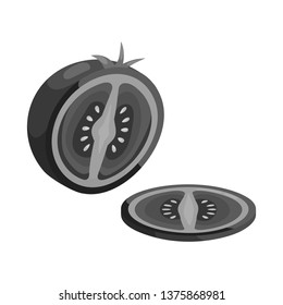 Vector illustration of tomato and slice icon. Collection of tomato and cut vector icon for stock.