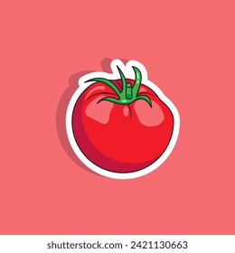 Vector illustration of tomato sticker, vegetable sticker 