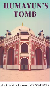 vector illustration of HUMAYUN’S TOMB . poster of humayuns tomb 